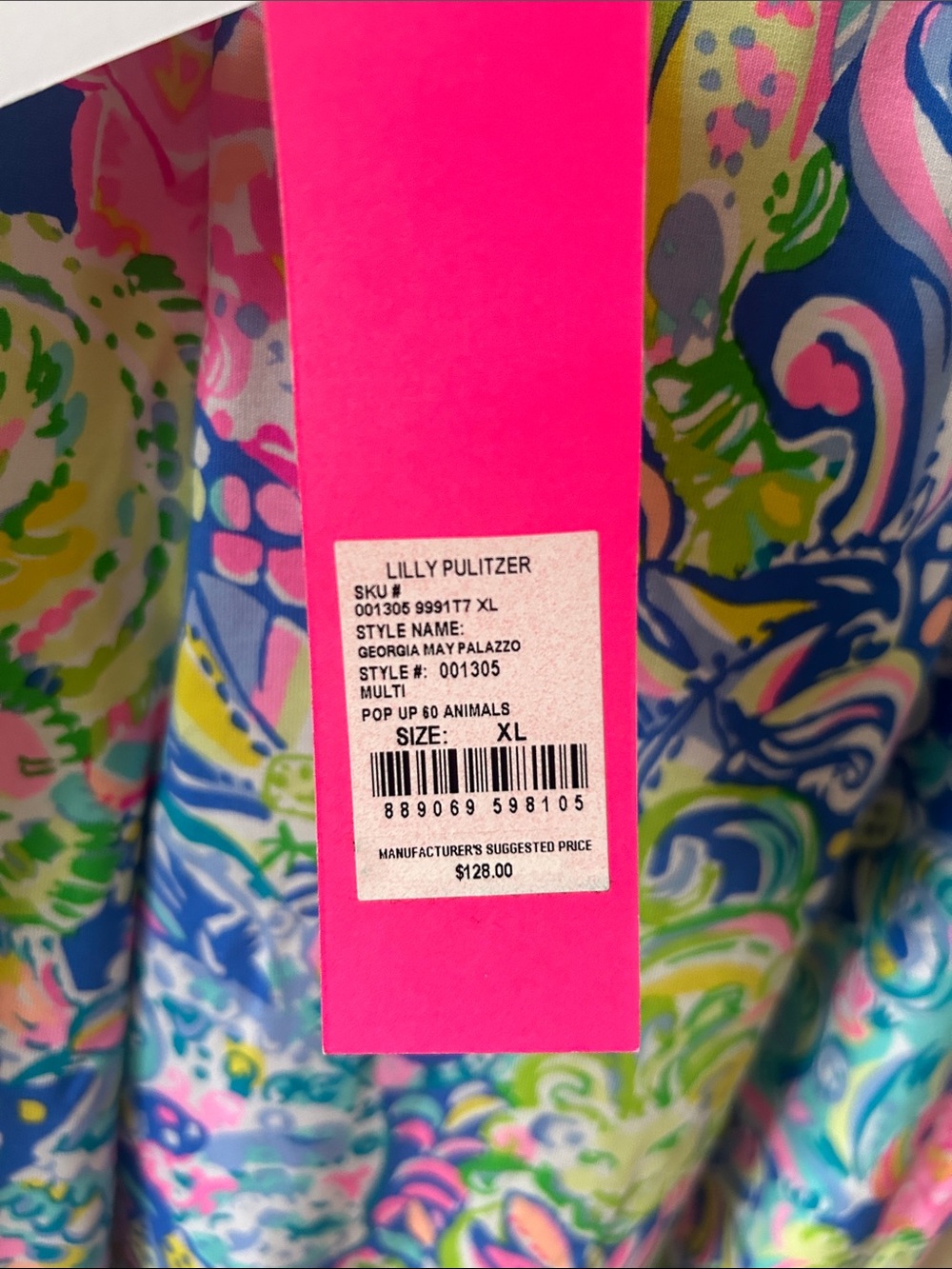 Lilly Pulitzer Women’s Georgia May  Palazzo Pants Pink, Blue & Lime Green XL - Picture 8 of 9